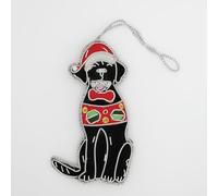 Equetech Luxury Black Labrador Velvet Beaded Embroidered Christmas Tree Decoration, 21 cm