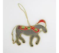 Equetech Luxury Velvet Beaded & Embroidered Grey Horse Christmas Tree Decoration - Festive Equestrian Ornament for Horse & Pony Lovers