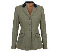 Equetech Maids Thornborough Deluxe Tweed Riding Jacket - Green - Size: Age 11