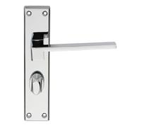 Equi Lever on Backplate Door Handle Set Contemporary Interior Lever Handle with Solid Backplate Design for UK Residential and Commercial Use (Bathroom, Polished Chrome)