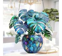 Equick Footwear Monstera Hanging Ornament, Colorful Acrylic Suncatcher, Imitation Glass, Window Decoration, Vivid Garden and Home Decoration for Nature Lovers, 1 Piece