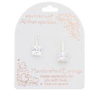Equilibrium All That Sparkles Collection Square Crystal Drop Earrings, Silver Plated, Handcrafted Dangle Design