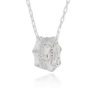 equilibrium Bamboo Collection Sparkle Ring Silver Plated Necklace, Pavé Crystal Pendant, Contemporary Chain, 1.4 x 0.8 x 1.2 cm