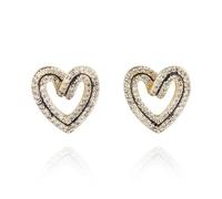 Equilibrium Black Lines Loops Gold Plated Heart Sparkle Earrings