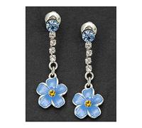 Equilibrium Blue Diamante Forget-Me-Not Dangle Silver Plated Earrings Boxed Gift