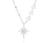 equilibrium Celestial Multi Stars Silver Plated Necklace with Crystal Embellishments, Star Pendant Chain, Height: 7 cm x Width: 3 cm x Depth: 1 cm
