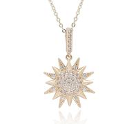 equilibrium Celestial Sunshine Gold Plated Necklace with Pavé CZ Starburst Pendant, 1.7cm