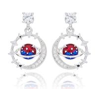 Equilibrium Celestial Vibrant Red and Blue Planet Silver Plated Sparkle Earrings