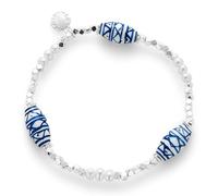 equilibrium Ceramic Collection Silver And Gold Plated Bracelets Artistic Patterned Beads Fashion Jewellery Gift Women (Aztec Pearl Silver Plated: H 1.5 cm × W 0.8 cm × D 0.8 cm)