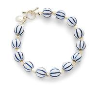 equilibrium Ceramic Collection Silver And Gold Plated Bracelets Artistic Patterned Beads Fashion Jewellery Gift Women (Lines Gold Plated: H 1.00 cm × W 1.0 cm × D 1 cm)