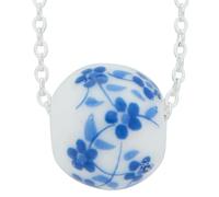 equilibrium Ceramic Collection Silver And Gold Plated Necklaces Artistic Patterned Beads Fashion Jewellery Gift for Women (Floral Silver Plated: H 1 cm × W 1 cm × D 1 cm)