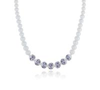 equilibrium Ceramic Floral Pearl Silver Plated Necklace