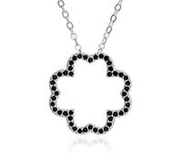 Equilibrium Clover Outline Silver Plated Necklace Black