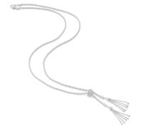 equilibrium Contemporary Long Rope Tassel Necklace, Silver Plated Adjustable Statement Design