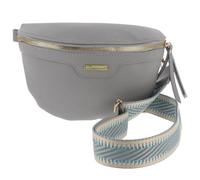 Equilibrium Cross Body Bum Bag With Zip and Patterned Strap Design - Grey, Silver or Brown Bronze with Gold Hardware (Grey)