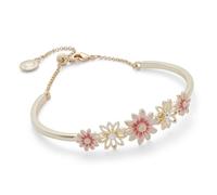 equilibrium Daisy Chain Collection Gold Plated Bangle, Pink Daisy Design with Crystal Detail, Gift Boxed