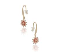 Equilibrium Daisy Chain Collection Pink Flower Drop Earrings, Gold Plated Floral Dangle Earrings for Women, Gift Boxed
