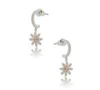 Equilibrium Daisy Chain Collection Sparkle Silver Plated Drop Earrings with Flower Design