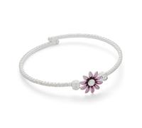 equilibrium Daisy Chain Purple Flower Bracelet, Silver Plated with Cubic Zirconia Crystal, Gift Boxed
