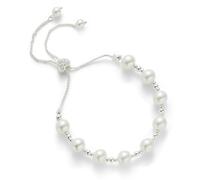 equilibrium Delicate Spaced Pearls Silver Plated Friendship Bracelet