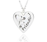 equilibrium Double Sided Heart Pendant Silver Plated Necklace Friends Forever and Ever Message Sentimental Gift Idea