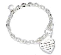 equilibrium Duo Style Friends Footprint Heart Silver Plated Charm Bracelet with Engraved Message