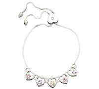 equilibrium Elegant Pastel Modern Hearts Friendship Bracelet, Silver Plated, Adjustable Chain with Heart Charm Closure