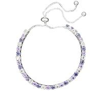 equilibrium Elegant Pastel Moody Blues Silver Plated Friendship Bracelet, Adjustable Chain with Purple and Clear Cubic Zirconia