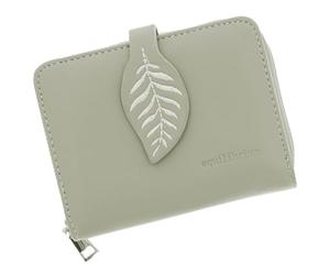 Equilibrium Embroidered Leaf Zip Around Closure RFID Blocker Purse for Cards and Cash Multi Compartment - Grey, Sage or Black Designs (Sage)