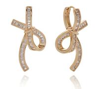 Equilibrium Eternal Bow Baguette Cubic Zirconia Gold Plated Drop Earrings