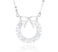 equilibrium Eternal Bow Circle Bow Silver Plated Necklace
