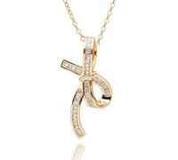 equilibrium Eternal Bow Collection Gold Plated Necklace with Baguette Cubic Zirconia Bow Pendant