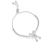 equilibrium Eternal Bow Double Sparkle Bow Silver Plated Friendship Bracelet