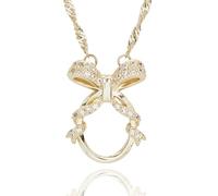 equilibrium Eternal Bow Entwinded Oval Bow Gold Plated Necklace
