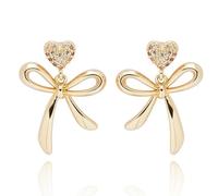 Equilibrium Eternal Bow Glam Heart Gold Plated Earrings