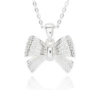 equilibrium Eternal Bow Lined Bow Silver Plated Necklace