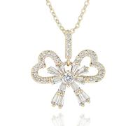 equilibrium Eternal Bow Necklace Collection - Glam, Hanging Heart, Baguette Bow, Elegant Drop, Move Crystal Heart, Sparkle Ball (Eternal Bow Baguette Bow)