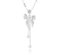equilibrium Eternal Bow Necklace Collection - Glam, Hanging Heart, Baguette Bow, Elegant Drop, Move Crystal Heart, Sparkle Ball (Eternal Bow Elegant Drop)