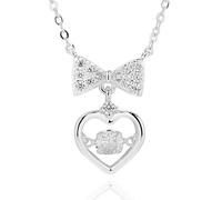 equilibrium Eternal Bow Necklace Collection - Glam, Hanging Heart, Baguette Bow, Elegant Drop, Move Crystal Heart, Sparkle Ball (Eternal Bow Move Crystal)
