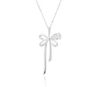 equilibrium Eternal Bow Silver Plated Necklace Collection (Heart Chic: H 4.2 cm × W 2.1 cm × D 0.4 cm)
