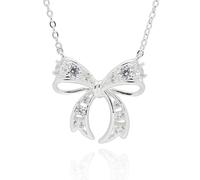 equilibrium Eternal Bow Silver Plated Necklace Collection (Ornate Sparkle: H 1.8 cm × W 1.8 cm × D 0.6 cm)