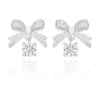 Equilibrium Eternal Bow Suspended Crystal Silver Plated Earrings