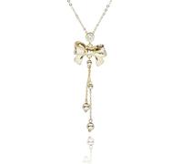 equilibrium Eternal Bow Waterfall Bow Gold Plated Necklace