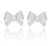 Equilibrium Eternal Bows & Flowers Earrings Collection - Elegant Silver & Gold Plated Designs (Eternal Bow Lined Bow)