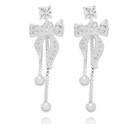 Equilibrium Eternal Bows & Flowers Earrings Collection - Elegant Silver & Gold Plated Designs (Eternal Bow Elegant Drop)