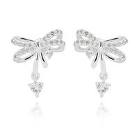 Equilibrium Eternal Bows & Flowers Earrings Collection - Elegant Silver & Gold Plated Designs (Eternal Bow Glam)