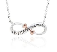 equilibrium Eternal Two Tone Infinity Necklace with Rose Gold Hearts, Friends Forever, Always in My Heart, Love You to the Moon Sentiment Collection (Love Moon: H 0.9 cm × W 2.2 cm × D 0.3 cm)