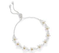 equilibrium Filigree Collection Two Tone Daisy Adjustable Bracelet, Silver and Gold Plated Floral Design, Height: 0.9 x Width: 1.6 x Depth: 0.25 in cm