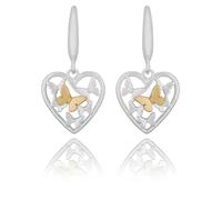 Equilibrium Filigree Two Tone Silver and Gold Plated Butterfly Heart Earrings