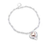 equilibrium Filigree Two Tone Silver and Rose Gold Plated Hearts Bracelet